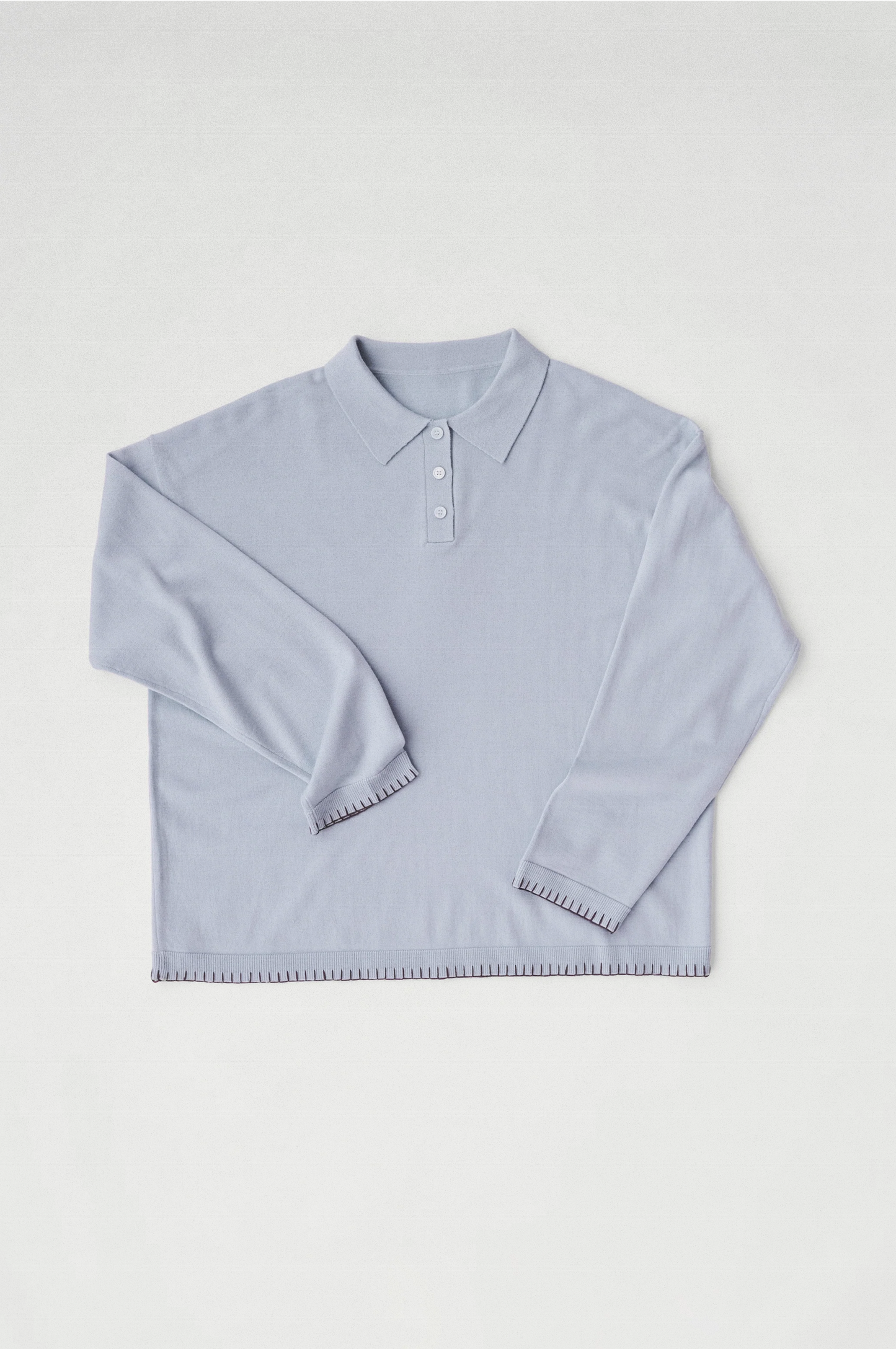 Oversized Polo with Blanket Stitch – Blue
