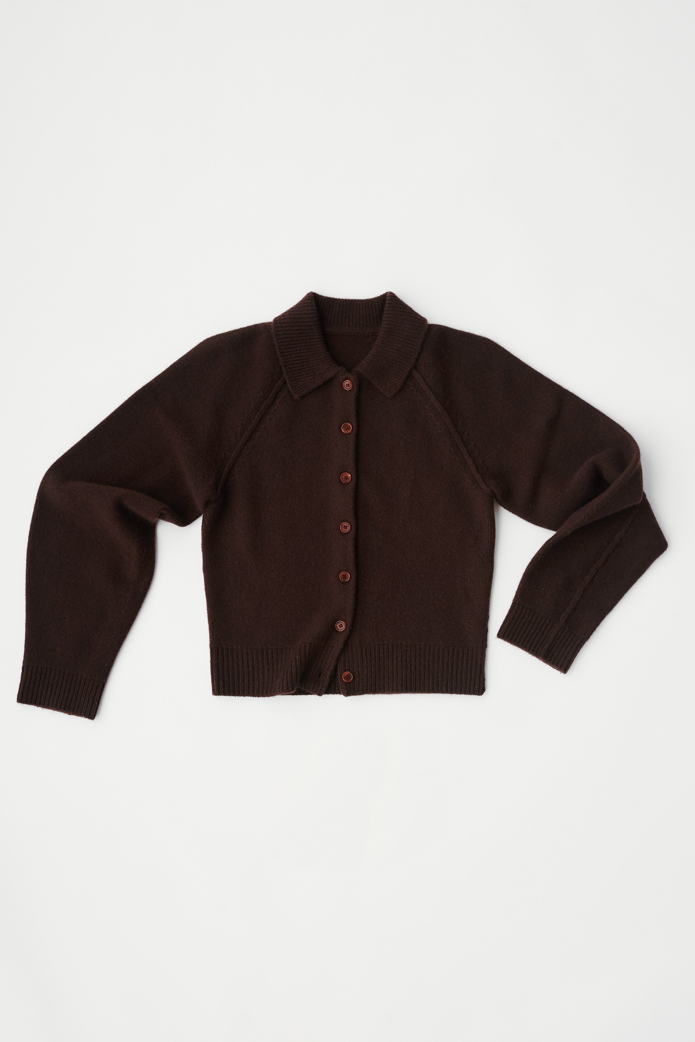 Cardigan with Slight Bell Sleeve and Tapered Waist – Brown