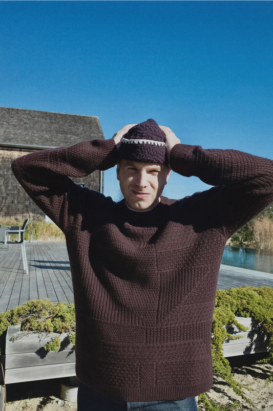 Patchwork Hat with Blanket Stitch