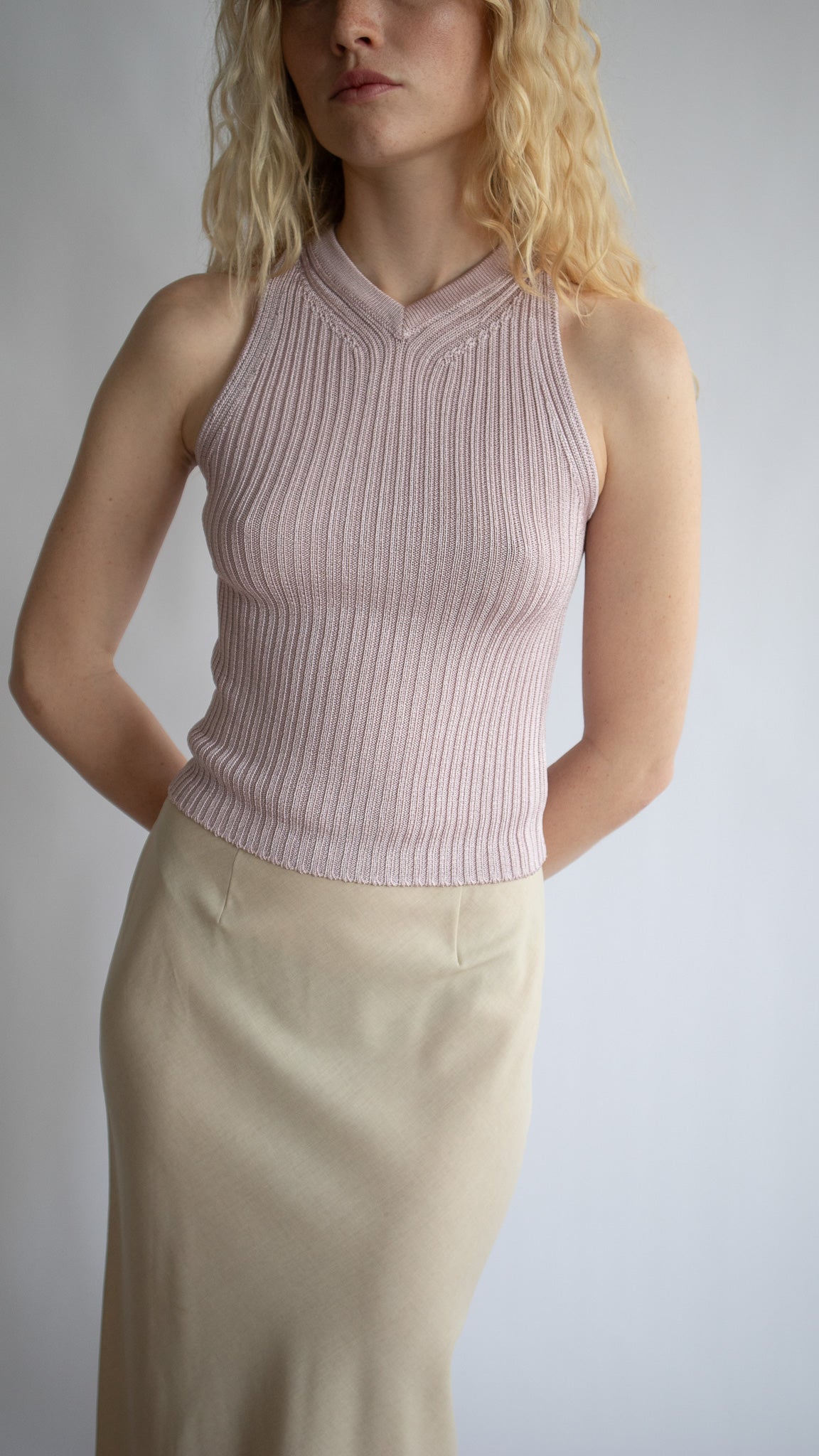 Romy Ribbed High V Tank