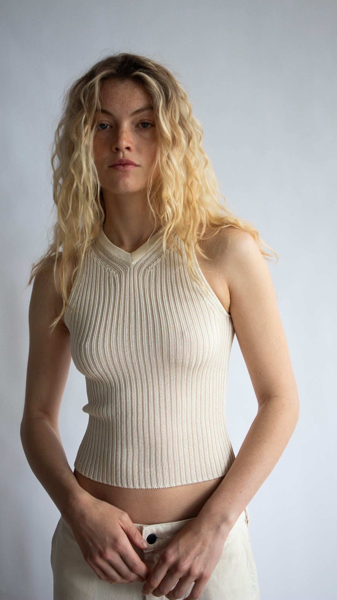Romy Ribbed High V Tank